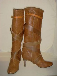 NIB AUTHENTIC RARE CHLOE BROWN LEATHER HIGH HEEL STRAPPY STRAPS BOOTS