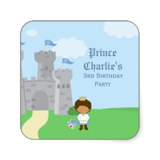 Royal prince charming boys birthday party sticker