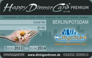 Happy Dinner Card Premium 2013/2014 Berlin / Potsdam Restaurant