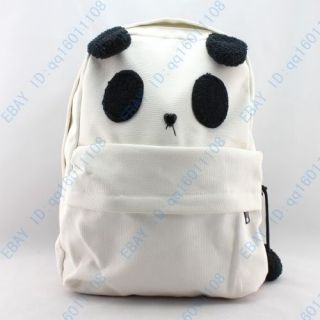 Womens Lovely White Panda Canvas Backpack With a Small Panda Shoulder