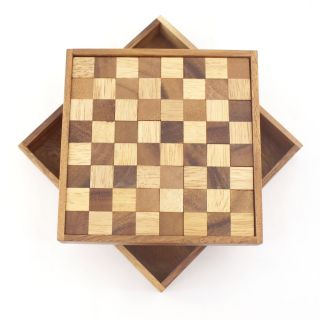 Pocket Taschen Schachbrett Puzzle Legespiel Holz Puzzle Knobel IQ