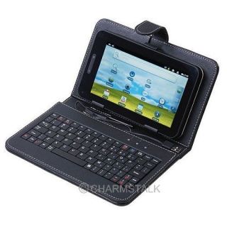 Zoll Leder Tablet PC Tasche mit USB Tastatur Keyboard Schutztasche
