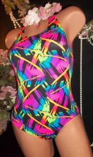 Antron nylon Shiny neon splash Speedo Onepiece swimsuit bathingsuit 16