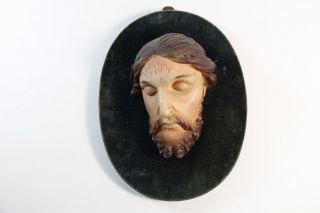 Maske Christus Holz geschnitzt & farbig gefasst ~1900/20