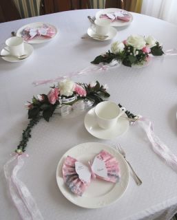 18 Schmetterling Tischkarten + Druck + Servietten Taufe rosa Mädchen