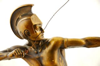 ANTIK 52cm Bronzierte Statue Skulptur Griechischer Bogenschuetze