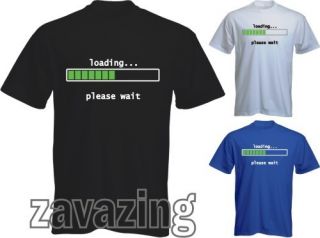 LOADING PLEASE WAIT FUNNY T SHIRT GEEKY RETRO COMPUTER