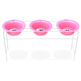 Platinum Pets White Triple Modern Diner Stand with Bowls   Dog   Boutique