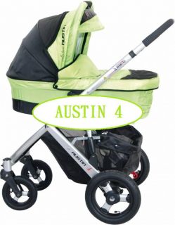 Kombi Kinderwagen+Babyschale AUSTIN 4 grün 4 in1+isofix