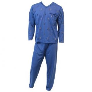 Herren Schlafanzug Pyjama Zweiteiler lang 2 tlg mit V Ausschnitt