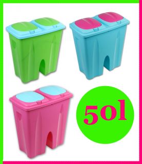 50 l Abfalleimer Mülleimer Plastik 2x25 Liter Push Aufbewahrungsbox