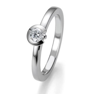 LUXUS Damen Solitär Brillant Ring 585er Gold/Weissgold & Diamant 0,25