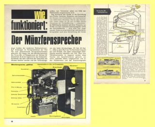 Münzfernsprecher SEL Münzer 56   Original Bericht von 1966