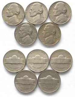 USA Jefferson Nickel 5 Cents 1956,57,58,59,60 # 48375