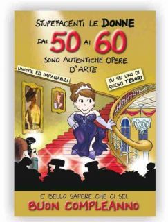 BIGLIETTO AUGURI COMPLEANNO DONNA TRA 50 60 ANNI GREETING CARDS