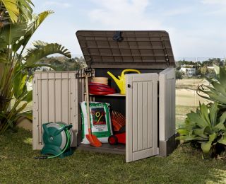 Mülltonnenbox Abfalltonnen 120 Liter, Gartenbox, Gartenschrank beige