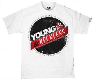 YOUNG & RECKLESS Big Stripe Tee White 100% Cotton Drama Beats
