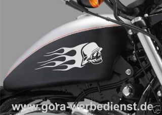 Motorrad Biker Tankaufkleber Harley Aufkleber Totenkopf Flammen Flames
