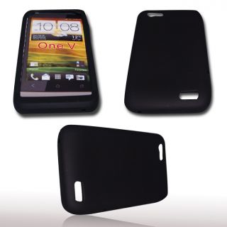 Silikon Case Handy Tasche für HTC One V / Handytasche Schwarz