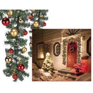 Weihnachtsgirlande 5m mit 80 Lichtern und Christbaumkugeln   für