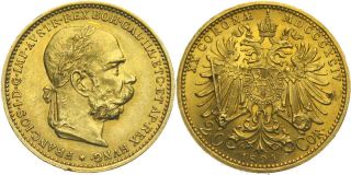 C8 Österreich Ungarn 20 Kronen 1894 Franz Joseph I. 1848 1916 GOLD