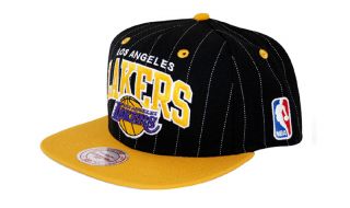 Mitchell & Ness LA Lakers NBA 2 Tone Pinstripe Arch Snapback Cap Snap