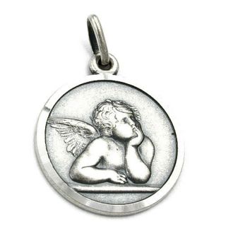 Anhänger Medaille Amulett Engel, antik, 925 Silber Sterlingsilber