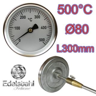 Pizza Ofen Grill Thermometer Bimetall D 80 u 300 mm lang