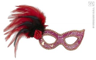 Augenmaske Verona rot pink Karneval Venedig Maske zum Kostüm Barock