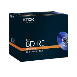 TDK T19798 Blu ray BD RE 2x 25GB 5Pack Jewel Case re writeable discs