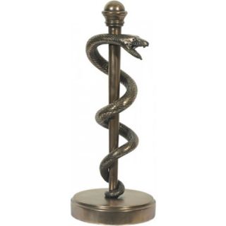 Dekofigur, Skulptur Aesculapstab Äskulapstab bronziert Arztpraxis