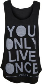 Top Damen YOLO Trägerhemd Aufdruck Ärmellos T Shirt You Only Live
