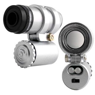 45 Fach Mini Mikroskop Vergrößerungsglas Lupe LED Licht 