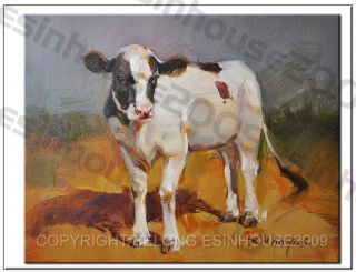 Open Edition Print ACEO Westen Cow portral Painting art