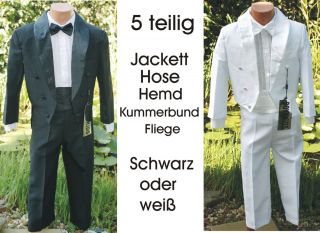 Kinder Jungen Fest Anzug Smoking Hochzeit Taufe weiß schwarz 80,86,92
