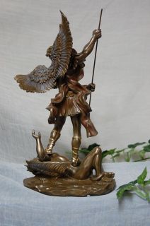 Skulptur Erzengel Michael mit Speer Figur Bronze Neu