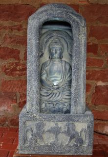 Brunnen sitzender Buddha hinter Wasserwand 98 cm Neu