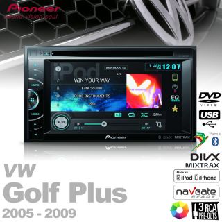 Pioneer Bluetooth DVD Doppel DIN  USB Autoradio+Radioblende für VW