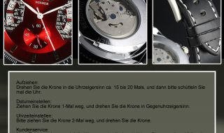 Herrenuhr Automatik Uhr Leder Armband NEU