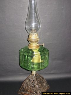 alte Petroleumlampe, ca.1900, Gusseisen mit Blumenmotive, L&B Brenner