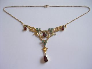 Prachtvolles Collier Halskette Gold mit Gehänge Aquamarine und