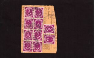 Bund Posthorn 5 Pfg. 8er Block Nr.135 gestempelt auf Briefstück