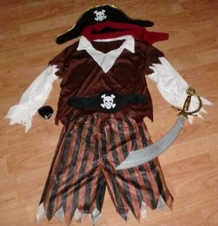 Pirat Piraten Kostüm mit Säbel und Hut 122/128 Neu