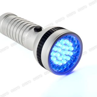 Alu 41 LED 2 Mode UV Taschenlampe Licht Sport Lampe Beleuchtung Silber