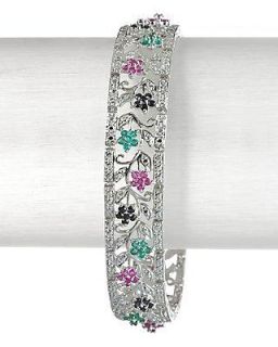  Armband 925er Silber rhod Rubin Smaragd Saphir Diamant 2 5ct UVP 149
