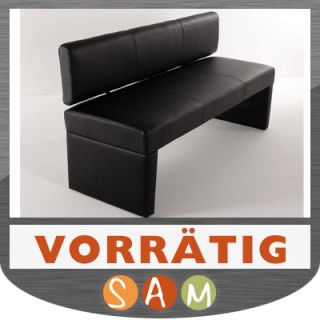 3er Sitzbank Leder SAM3 162 cm schwarz *LAGERWARE*