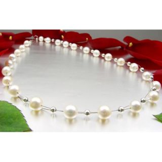 Perlenkette Kette Collier Halskette echte Perlen, creme weiß