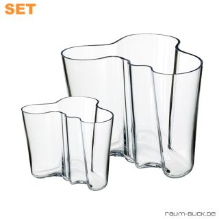 iittala Alvar Aalto Savoy SET Vase 95 + 160 mm Glas klar
