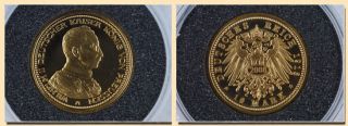 Goldprobe 10 Mark 1913 Wilhelm II. Preußen Gold 585 NP