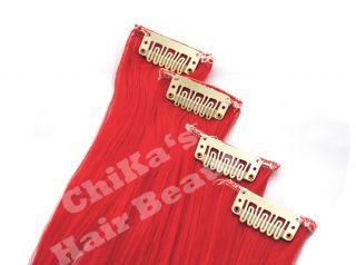 4x Clip IN Extensions Haarverlängerung Rot Gewellt 65cm